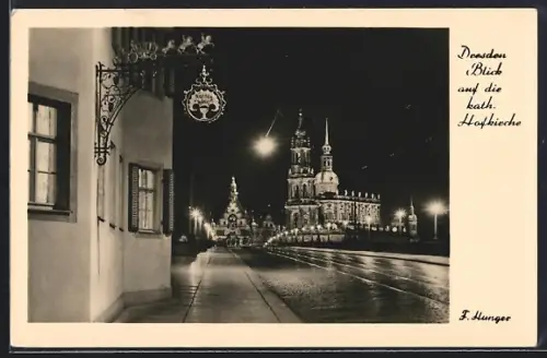AK Dresden, Blick auf die kath. Hofkirche