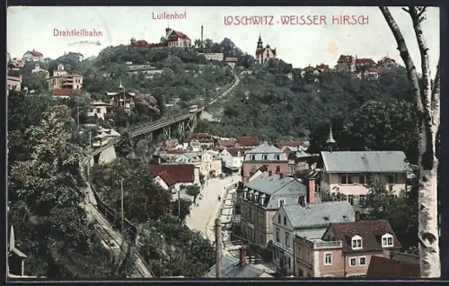 AK Löschwitz-Weisser Hirsch, Drahtseilbahn, Luisenhof