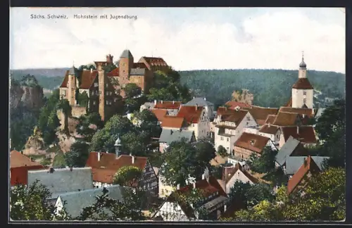 AK Hohnstein /Sächs. Schweiz, Hohnstein mit Jugendburg