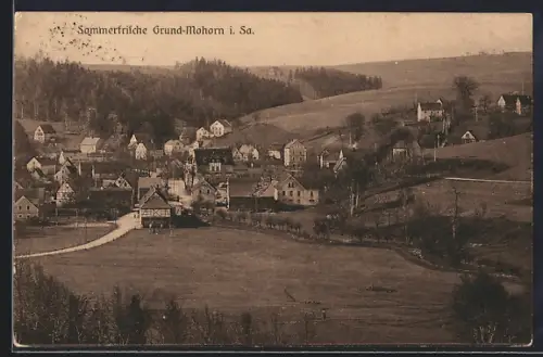 AK Grund-Mohorn i. Sa., Ortsansicht aus der Vogelschau