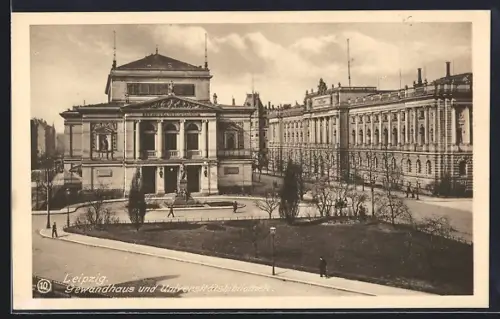 AK Leipzig, Gewandhaus und Universitätsbibliothek