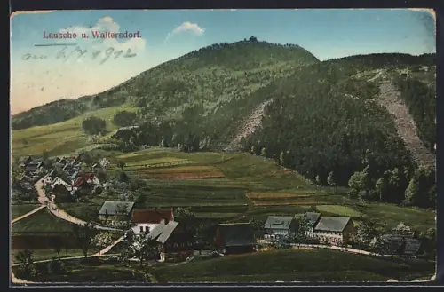 AK Waltersdorf / Lausche, Ortsansicht mit Lausche