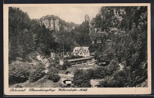 AK Polenztal /Elbsandsteingebirge, Waltersdorfer Mühle