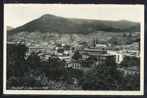 AK Neustadt an der Weinstrasse, Ortsansicht mit Berg
