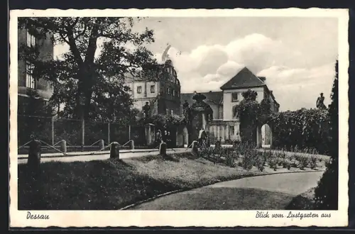 AK Dessau, Blick vom Lustgarten aus