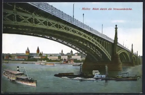 AK Mainz, Blick durch die Strassenbrücke