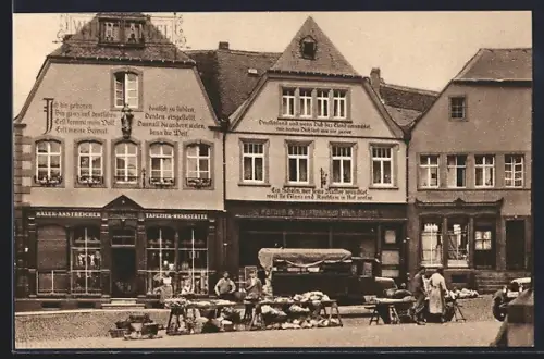 AK St. Wendel, Häuser mit Bekenntnissprüchen am Domplatz