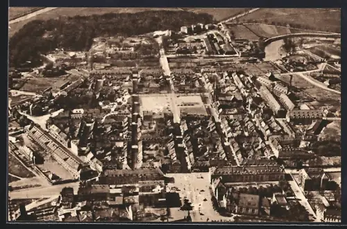 AK Saarlouis, Luftbild des Ortes