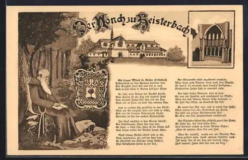 Künstler-AK Heisterbach, Kloster, Mönchssage
