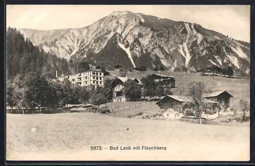 AK Bad Lenk, Ortspartie mit Flötschberg