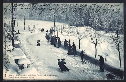 AK Zürich, Schlittbahn auf dem Dolder