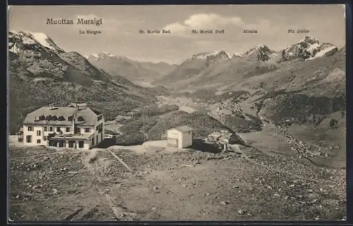 AK Muottas Muraigl, Hotel mit St. Moritz Dorf, Albana und La Margna