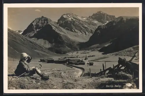 AK Sertig-Davos, Teilansicht mit Jungen