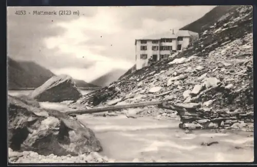 AK Saas-Fee, Panorama mit Hotel Mattmark