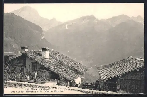AK Gryon, Chalets a Gryon, vue sur les Muveran et la Dent de Morcles