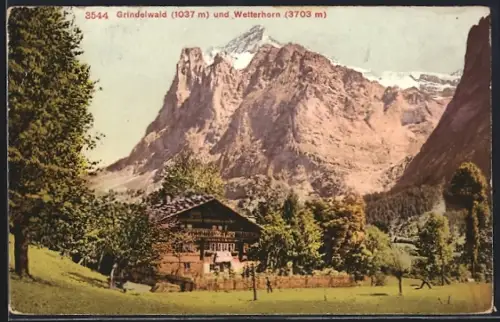 AK Grindelwald, Bauernhaus mit Wetterhorn