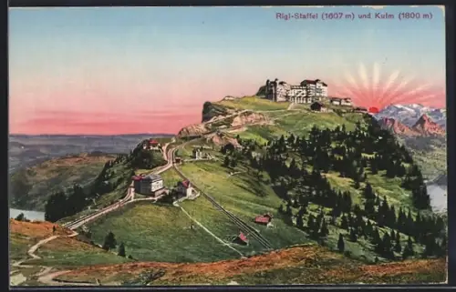 AK Rigi-Staffel, Panorama mit Hotel und Kulm