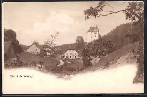AK Valangin, Ortspartie mit Schloss