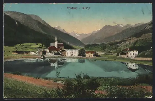 AK Fontana-Tarasp, Panorama mit Kirche