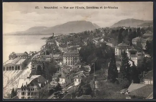 AK Neuchâtel, Vue sur l`Evole, Serrières et St-Nicolas