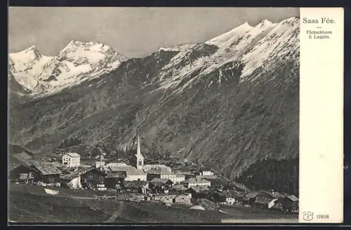 AK Saas Fée, Panorama mit Fletschhorn & Laquin