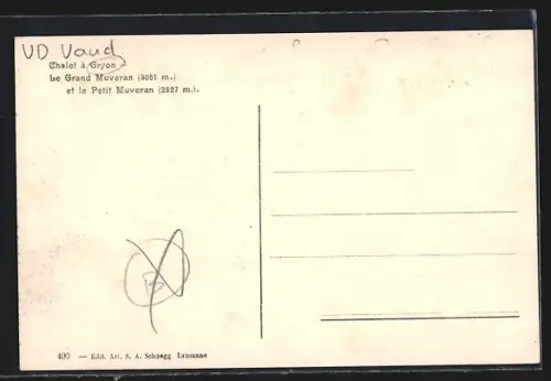 AK Gryon, Chalet, Le Grand Muveran et le Petit Muveran