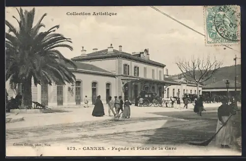 AK Cannes, Bahnhof, Facade et Place de la Gare