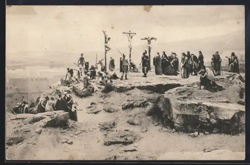 AK Einsiedeln, Panorama Kreuzigung Christi, Kreuzigungsgruppe