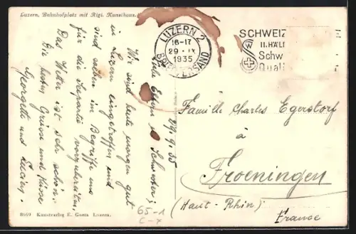 AK Luzern, Bahnhofsplatz mit Rigi