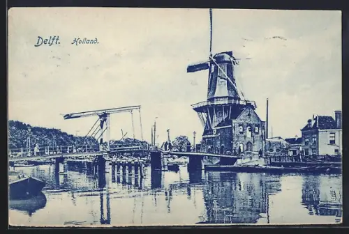 AK Delft, Windmühle am Wasser
