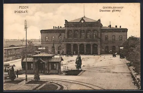AK Posen / Poznan, Blick zum Centralbahnhof