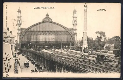 AK Anvers, Gare Centrale, Bahnhof