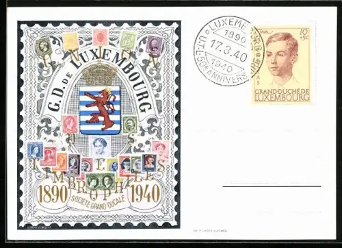 AK Luxemburg, Timbrophiles, Société Grand-Ducale, Ausstellung 1940