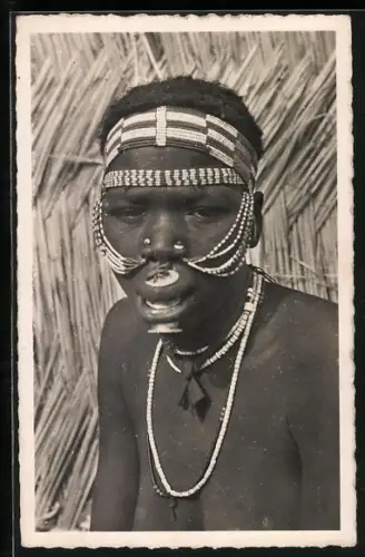 AK Afrikanerin vom Stamme der Gouni-Gaya mit Tellerlippen