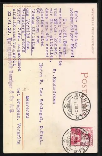 AK Einsiedeln, II. Zentralschweiz. Sängerfest 1910, Ortsansicht und Wappen