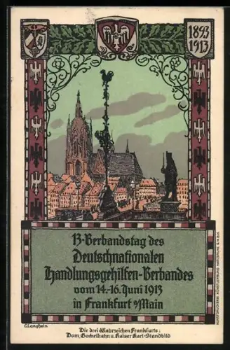 Künstler-AK Alt-Frankfurt, 13. Verbandstag des Deutschnationalen Handlungsgehilfen-Verbandes 1913, Frankfurter Dom
