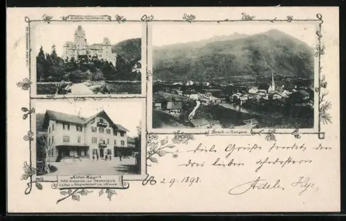 AK Bruck in Pinzgau, Anton Mayr`s Hotel Kronprinz von Österreich, Schloss Fischhorn