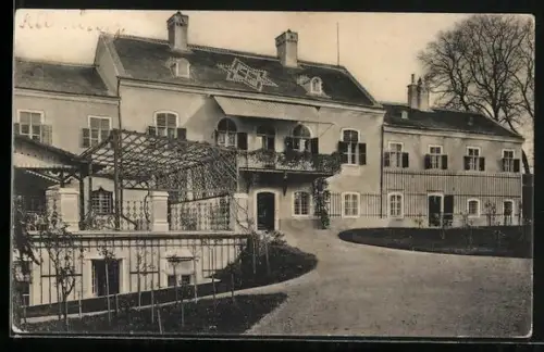 AK Deutsch-Altenburg, Städt. Strassenbahner-Erholungsheim der Gemeinde Wien, Parkansicht des Hauptgebäudes