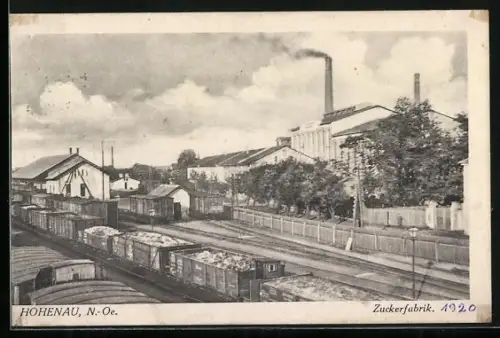 AK Hohenau /N.-Oe., Zuckerfabrik mit Bahnhof