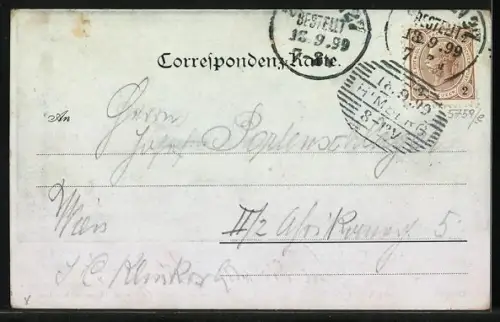 AK Himberg, Strassenpartie mit Geschäft von Rudolf Hirsch