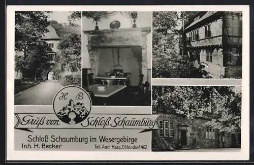 AK Schaumburg /Wesergebirge, Schloss Schaumburg, Innenansicht