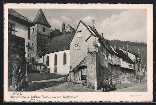 AK Hirschhorn a. Neckar, Partie an der Stadtmauer