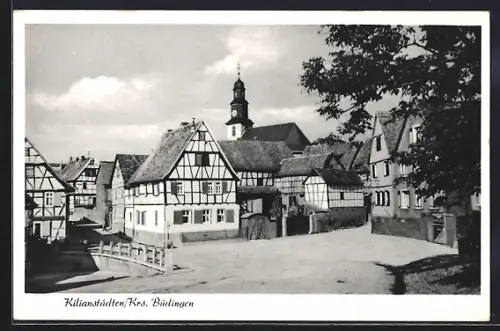 AK Kilianstädten /Büdingen, Fachwerkhäuser, Kirche
