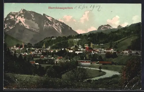 AK Berchtesgaden, Ortsansicht mit Alpenpanorama