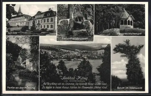 AK Bad König im Odenwald, Schloss, Gesundheitsbrunnen, Weyprechtstempel