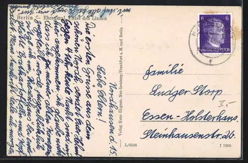 AK Berlin, Ehrenmal Unter den Linden