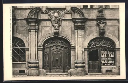 AK Bamberg, Haustür des Raulino Hauses, Grüner Markt 14