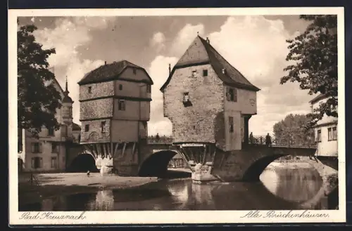 AK Bad Kreuznach, Alte Nahebrückenhäuser