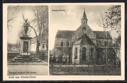 AK Kloster-Zinna, Kloster-Kirche, Denkmal Friedrich des Grossen