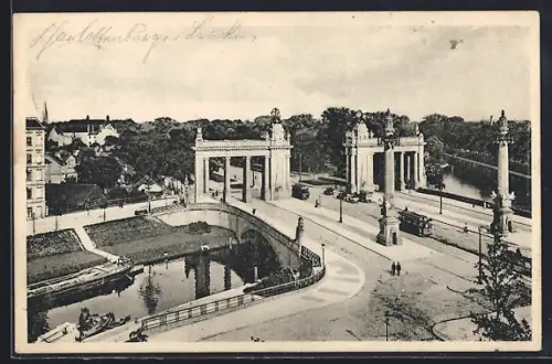 AK Berlin, Charlottenburger Brücke, Strassenbahn